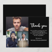 Unieke rouw- en herdenkingsdienst 3 foto-collage bedankkaart (Voorkant / Achterkant)