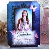 Unieke roze, blauwe Quinceanera  vlinders Kaart