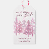 Unieke roze bloeiende bomen Kerstmis Cadeaulabel (Achterkant)