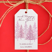 Unieke roze bloeiende bomen Kerstmis Cadeaulabel