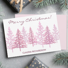 Unieke roze bloeiende bomen Kerstmis Feestdagenkaart