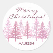 Unieke roze bloeiende bomen Kerstmis Ronde Sticker (Voorkant)