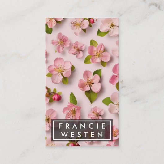 Unieke roze bloemen bloemenpatroon fotografie visitekaartje (Voorkant)
