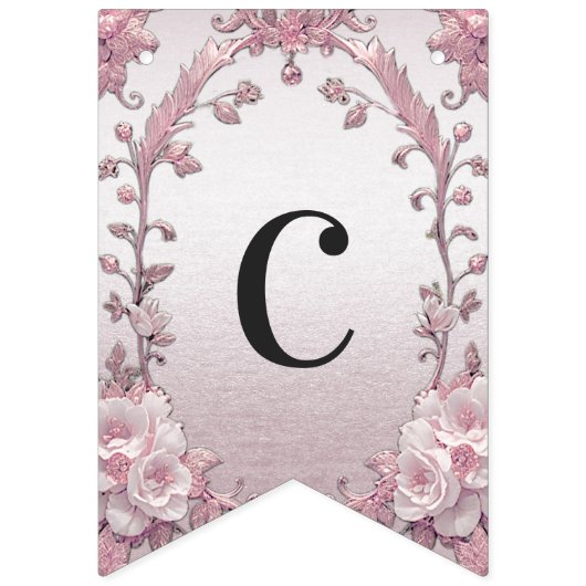 Unieke Roze Bloemen Bunting Vlag Vlaggetjes (Eerste vlag)