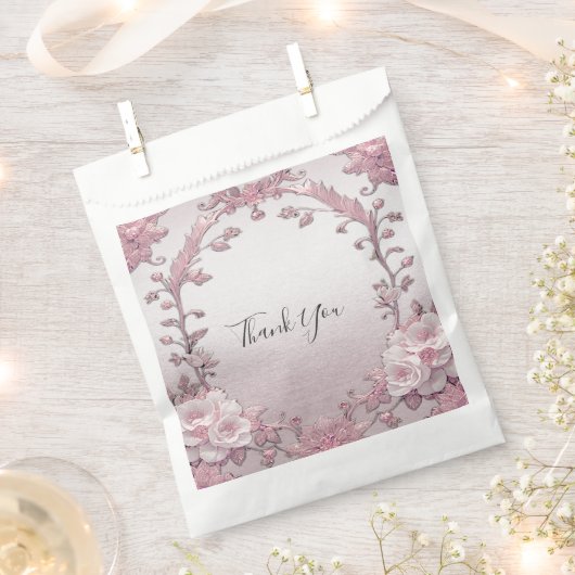 Unieke Roze Bloemen Favoriet Zak Bedankzakje (Geknipt)