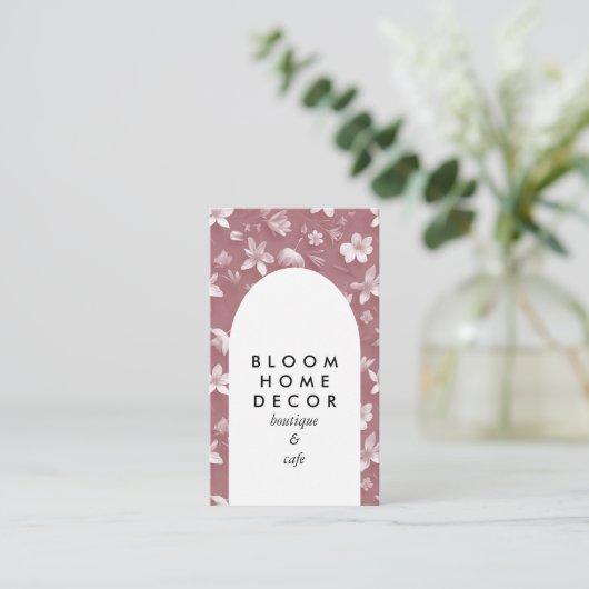 Unieke Roze Bloemen Fotografie QR Code Arch Visitekaartje (Staand voorkant)