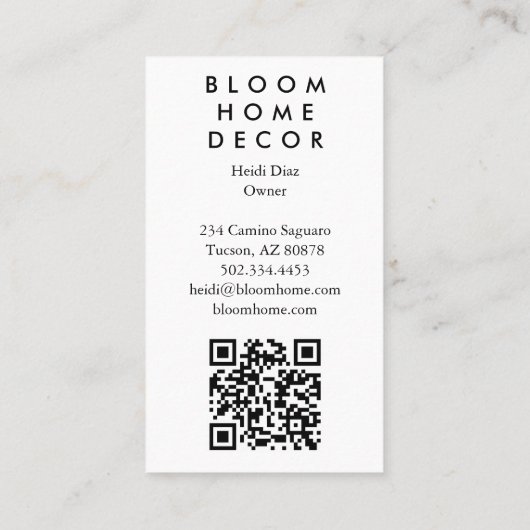 Unieke Roze Bloemen Fotografie QR Code Arch Visitekaartje (Achterkant)