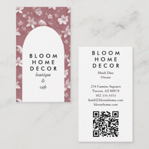 Unieke Roze Bloemen Fotografie QR Code Arch Visitekaartje