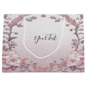 Unieke Roze Bloemen Geschenktas Groot Cadeauzakje (Voorkant)