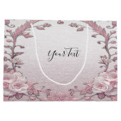 Unieke Roze Bloemen Geschenktas Groot Cadeauzakje (Achterkant)