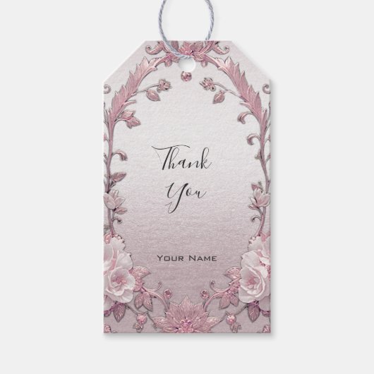 Unieke Roze Bloemen Gift Label Cadeaulabel (Voorkant)