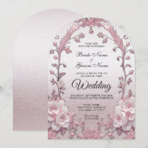 Unieke Roze Bloemen Huwelijksuitnodiging