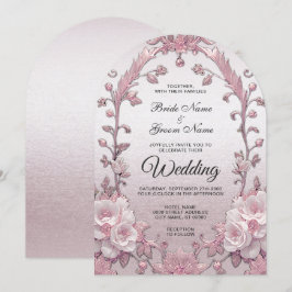 Unieke Roze Bloemen Huwelijksuitnodiging Kaart