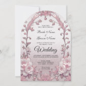Unieke Roze Bloemen Huwelijksuitnodiging Kaart (Voorkant)