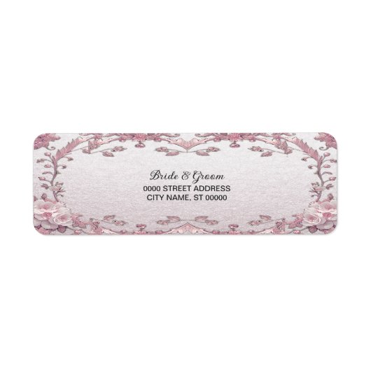 Unieke roze bloemen retouradres sticker (Voorkant)