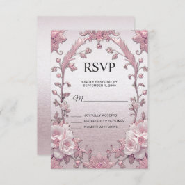 Unieke Roze Bloemen RSVP Kaart