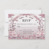 Unieke Roze Bloemen RSVP Kaart (Voorkant)
