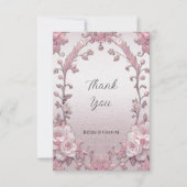 Unieke roze bloemenbedankkaart bedankkaart (Voorkant)