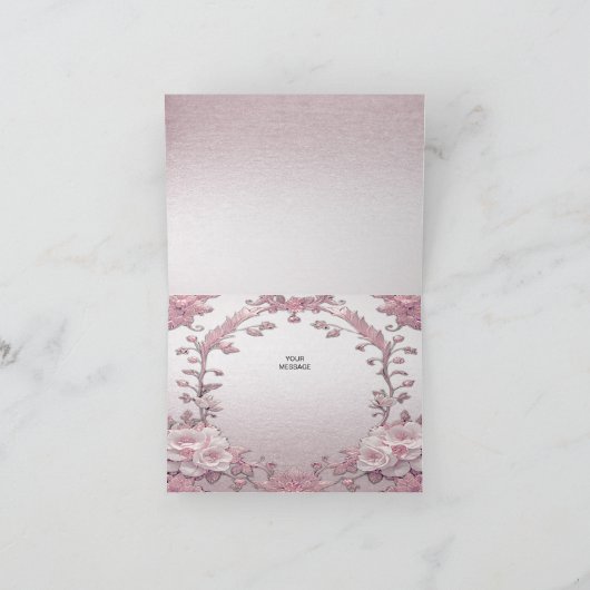 Unieke roze bloemenbedankkaart bedankkaart (Binnen)