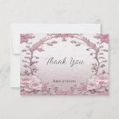 Unieke roze bloemenbedankkaart bedankkaart (Voorkant)