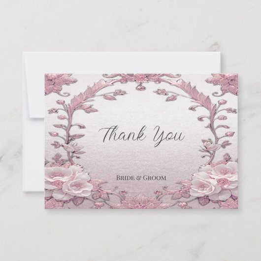 Unieke roze bloemenbedankkaart bedankkaart (Voorkant)