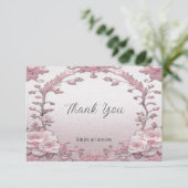 Unieke roze bloemenbedankkaart bedankkaart (Staand voorkant)