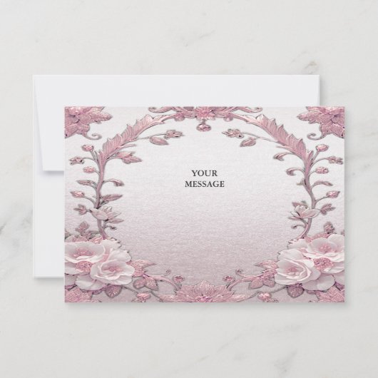 Unieke roze bloemenbedankkaart bedankkaart (Achterkant)