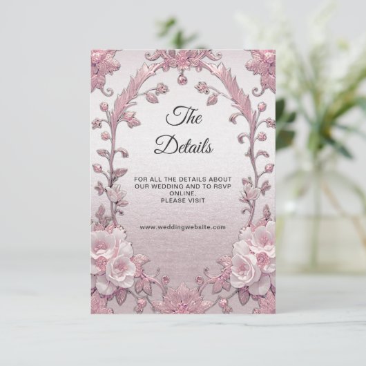 Unieke roze bloemendetailbehuizing Kaart (Staand voorkant)