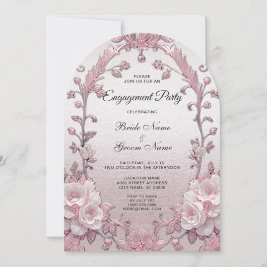 Unieke Roze Bloemige Trouwkaart Uitnodiging (Voorkant)