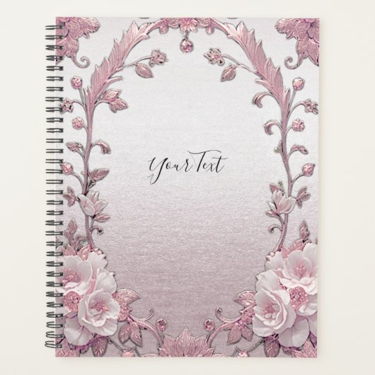 Unieke Roze Bloemige Trouwplanner Planner (Voorkant)