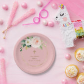 Unieke roze blozen goudvormig vierkant vierkant papieren bordje (Feest)