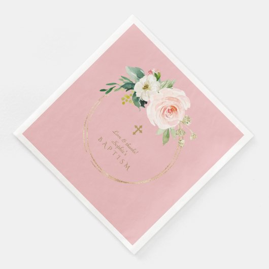 Unieke roze blozen goudvormig vierkant vierkant servet (Hoek)