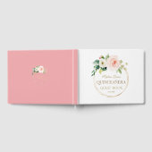 Unieke Roze Blush Bloemrijke Gouden Quinceañera Gastenboek (Volledig)