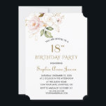 Unieke Roze Blush Gold Flowers 18th Birthday Kaart<br><div class="desc">IEDERE LEEFTIJD! Uniek en elegant ontwerp met een delicaat goudvormig geschetste bloemen en roze waterverf,  bloemen met blozen; op de achterzijde van de bloem en de initialen. Het gebruik personaliseert hulpmiddel om uw info toe te voegen. Bezoek alsjeblieft mijn Blush Gold Floral Collectie.</div>