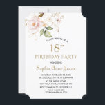 Unieke Roze Blush Gold Flowers 18th Birthday Kaart<br><div class="desc">IEDERE LEEFTIJD! Uniek en elegant ontwerp met een delicaat goudvormig geschetste bloemen en roze waterverf,  bloemen met blozen; op de achterzijde van de bloem en de initialen. Het gebruik personaliseert hulpmiddel om uw info toe te voegen. Bezoek alsjeblieft mijn Blush Gold Floral Collectie.</div>
