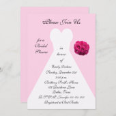 Unieke Roze Bruidsdouche uitnodiging, Bruidsjurk Kaart (Voorkant / Achterkant)