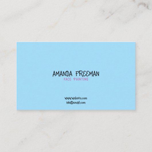 Unieke Roze en Blauw Kinder Gezichtsschilder Visitekaartje (Achterkant)