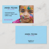 Unieke Roze en Blauw Kinder Gezichtsschilder Visitekaartje (Voorkant / Achterkant)