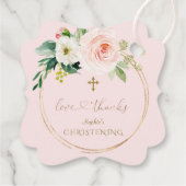 Unieke roze Floral Gold Calligraphy Christening Bedankjes Labels (Achterkant)