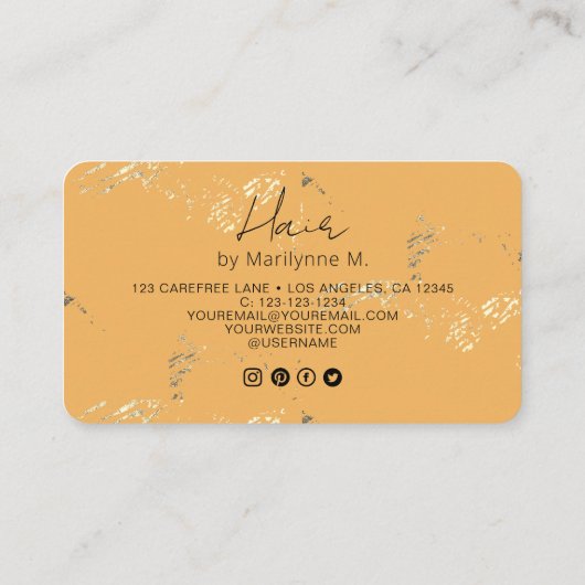 Unieke roze gele Abstracte haar Visitekaartje (Achterkant)