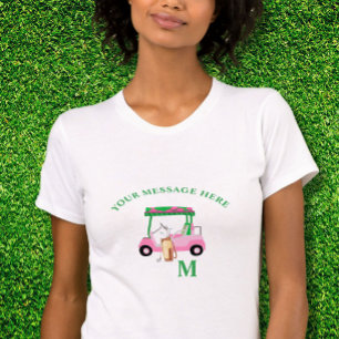 Unieke Roze Golfkar Monogram Bella+Canvas T-shirt