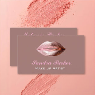 Unieke Roze Gouden Lippen Make-up Artiest  Visitekaartje