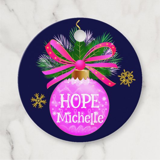 Unieke Roze Lint Bauble Bedankjes Labels (Voorkant)