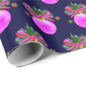 Unieke Roze Lint Bauble Cadeaupapier (Rol Hoek)