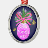 Unieke Roze Lint Bauble Metalen Ornament (Links)