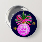 Unieke Roze Lint Bauble Ronde Button 7,6 Cm (Voorkant /achterkant)