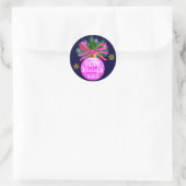 Unieke Roze Lint Bauble Ronde Sticker (Tas)