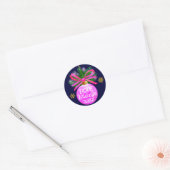 Unieke Roze Lint Bauble Ronde Sticker (Envelop)