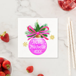 Unieke Roze Lint Bauble Servet