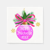 Unieke Roze Lint Bauble Servet (Voorkant)